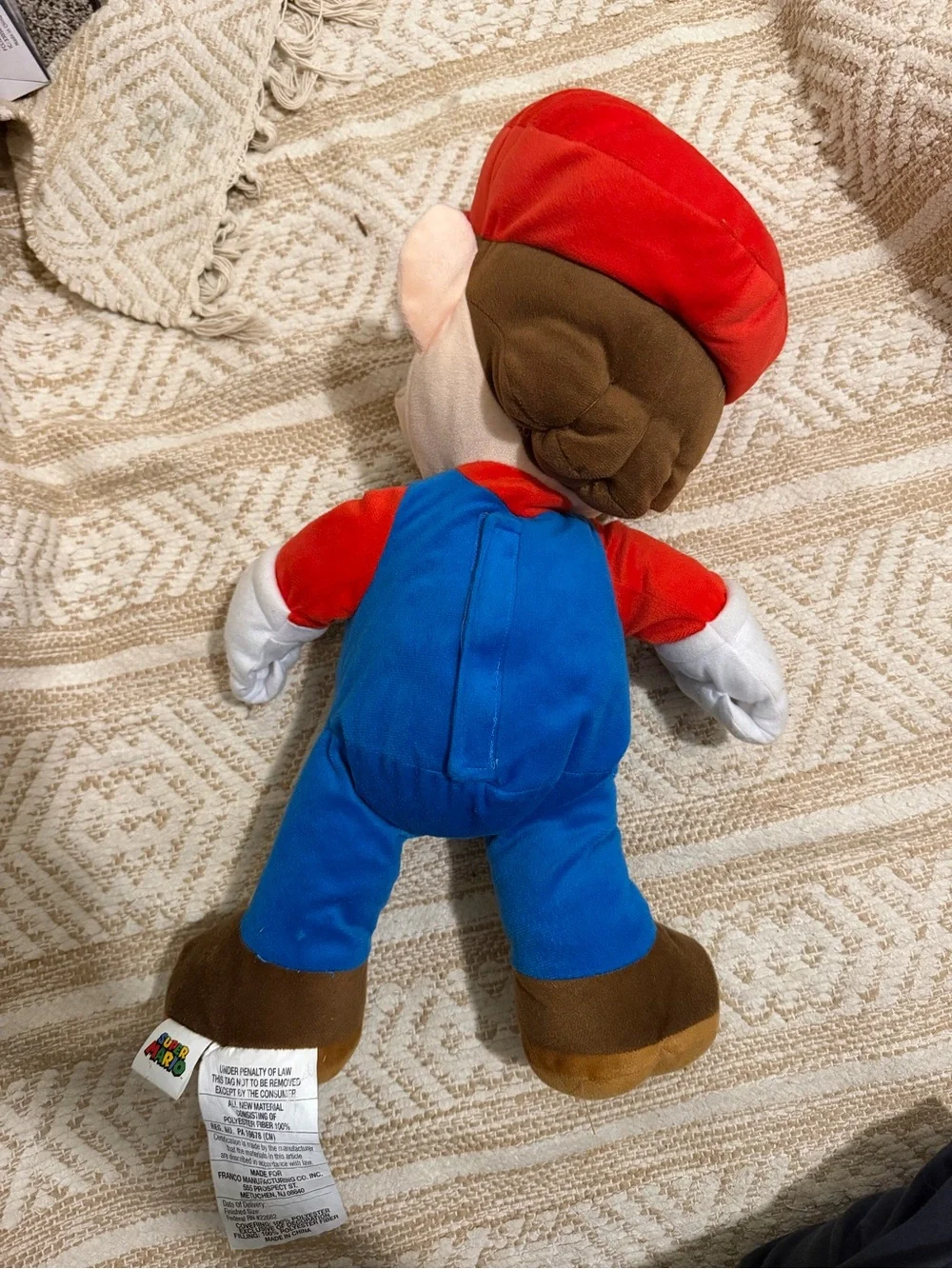 Large Mario Plush Stuffy with small Velcro compartment